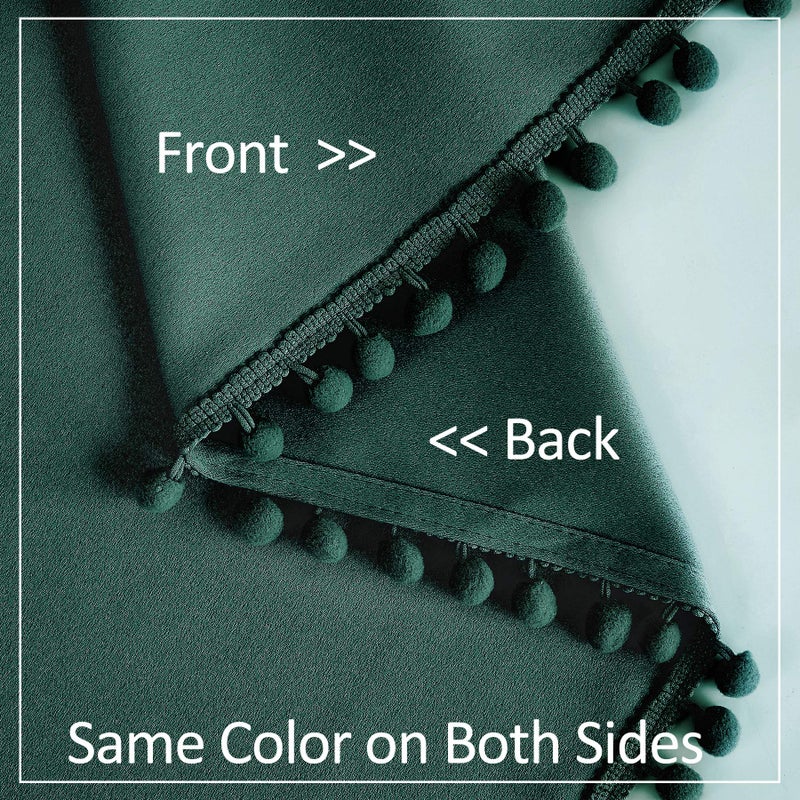 Treatmentex Green Blackout Curtains for Bedroom 84 inch Pom Pom Windows Drapes Cute Decorative Triple Weave Thermal Insulated Curtain Drapes for Nursery Room Studio Hotel 52" w x2 Panels Rod Pocket - Image 5